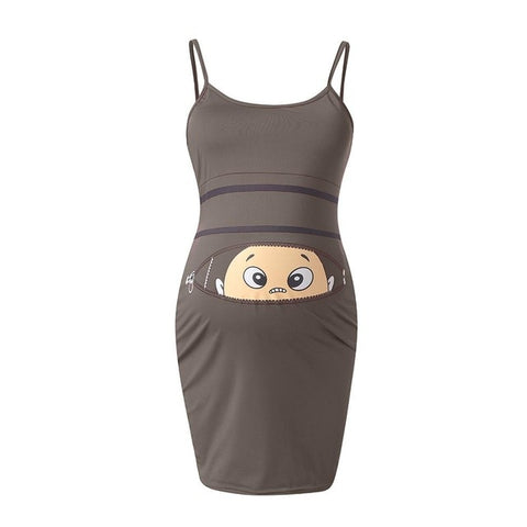 Cute Baby Printed Sleeveless Maternity Dress